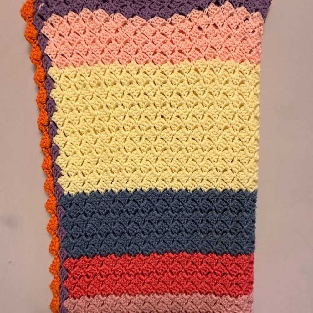 Handmade Unique Colorful Crochet Blanket 25x60